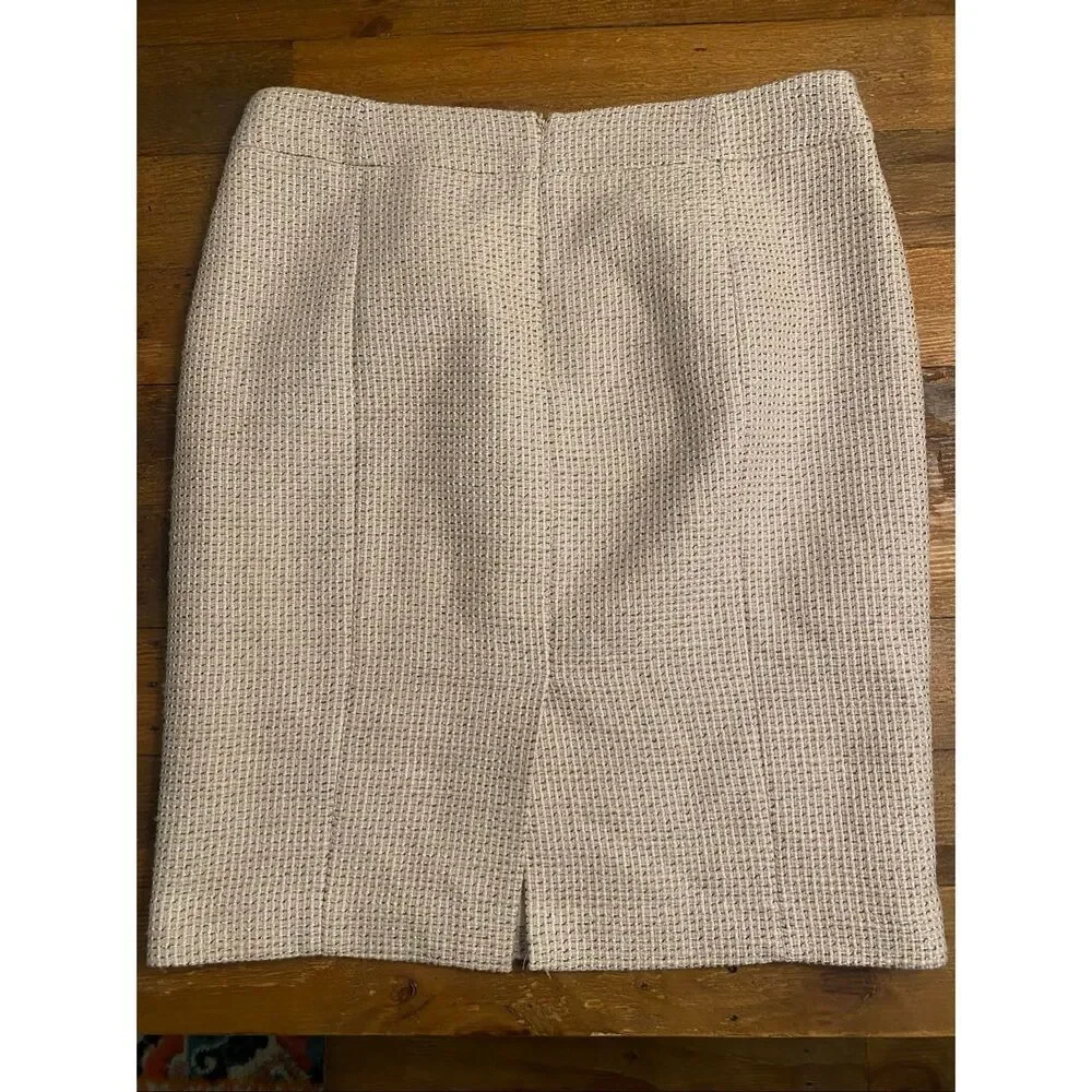 Calvin Klein size 14 Tweed Pencil Skirt beige business wear